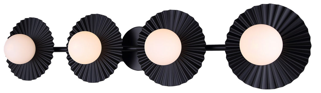 Payton Four Light Vanity in Black - available from The Lighting Shoppe, trusted by Canadian homeowners
