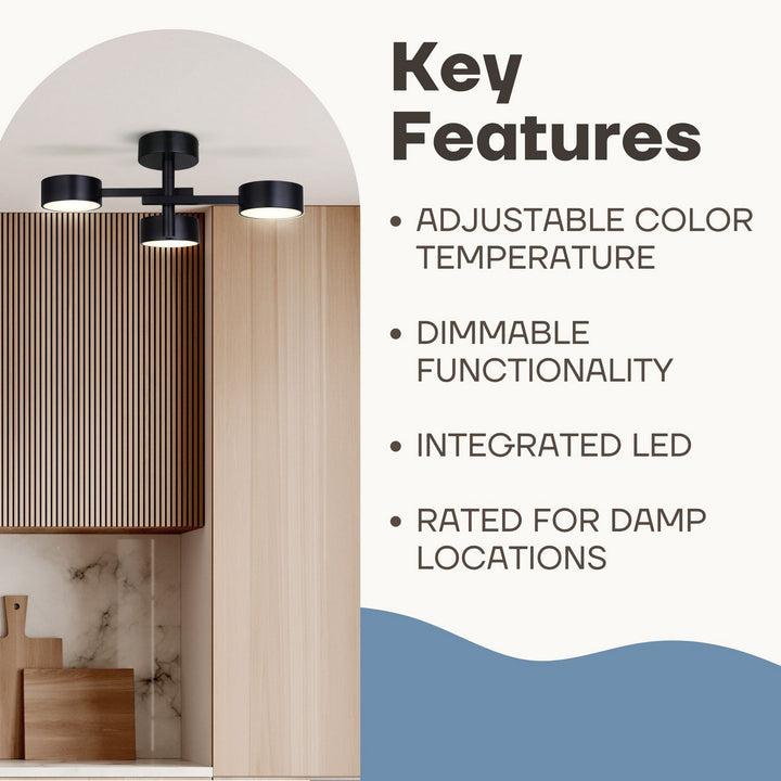 Canarm Canada - LSF315A03BK - LED Semi Flush Mount - Montgomery - Black