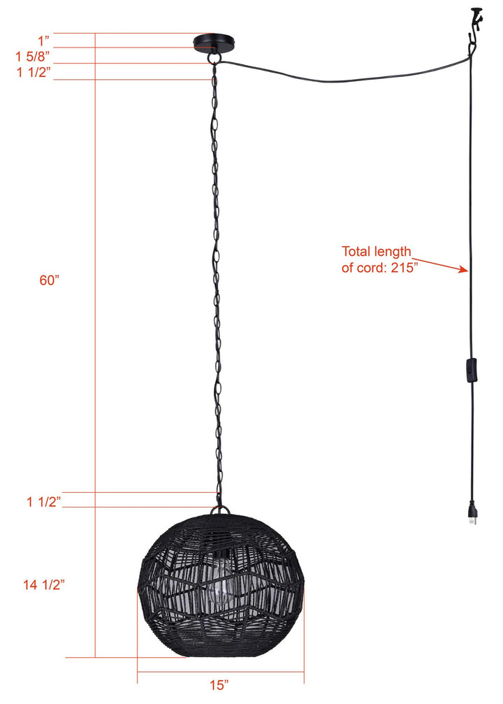 Canarm Canada - IPL1197A01BK - One Light Pendant - Valence - Matte Black