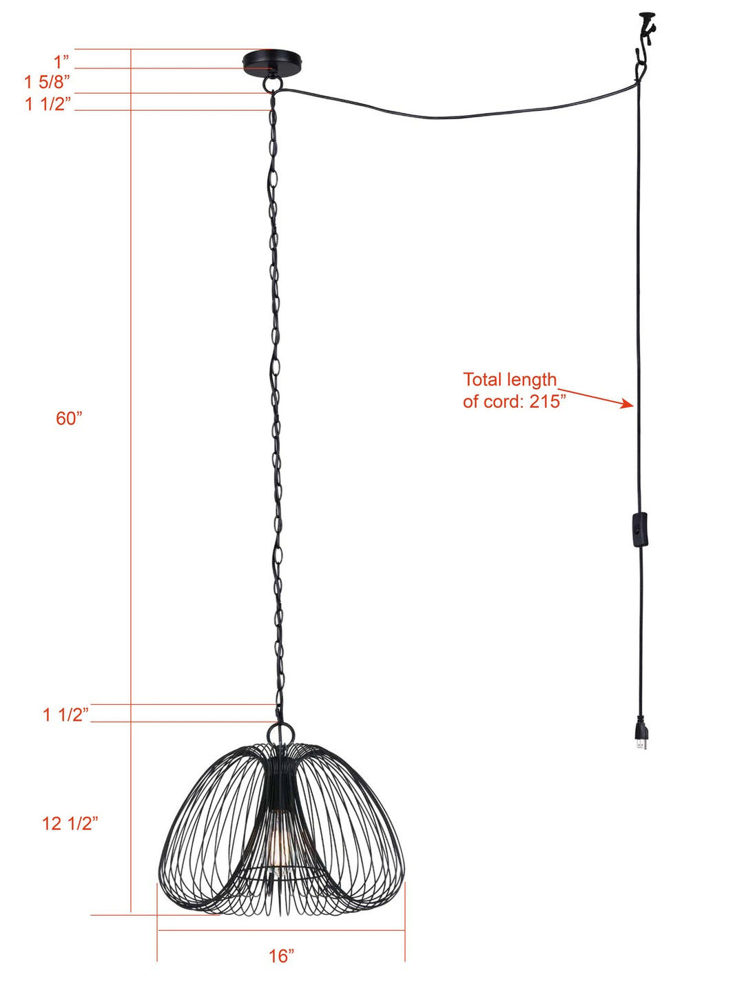 Canarm Canada - IPL2112B01BK - One Light Pendant - Stockholm - Black
