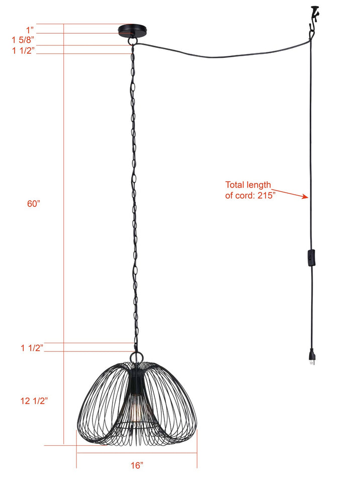 Canarm Canada - IPL2112B01BK - One Light Pendant - Stockholm - Black