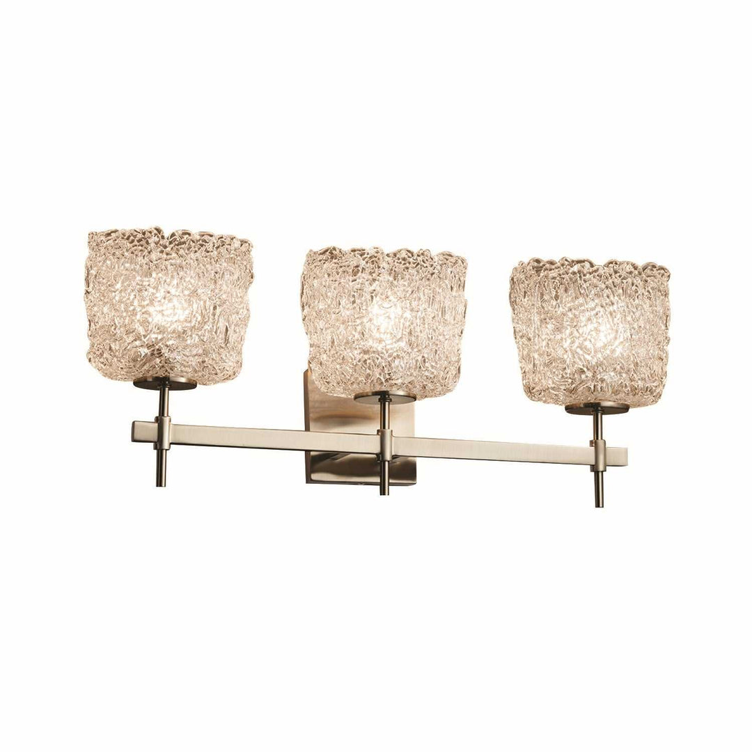 Veneto Luce Three Light Bath Bar in Brushed Nickel Justice Designs