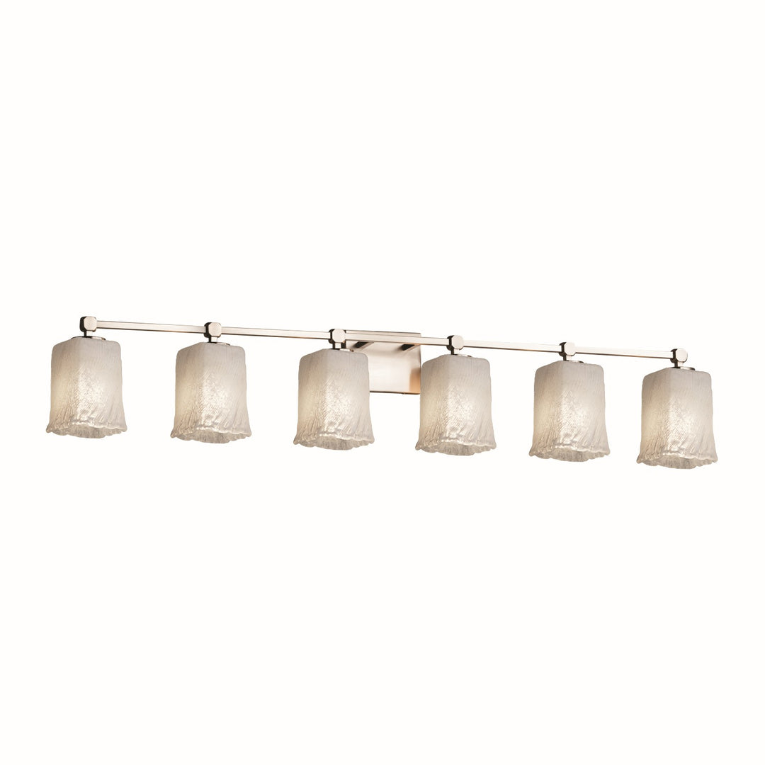 Justice Designs - GLA-8426-26-WHTW-NCKL - Six Light Bath Bar - Veneto Luce - Brushed Nickel