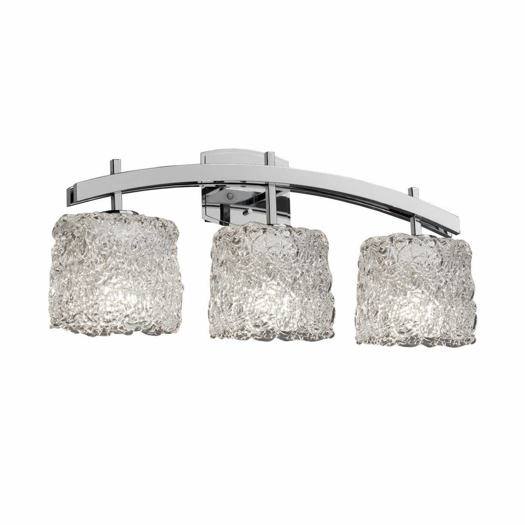Veneto Luce Three Light Bath Bar in Polished Chrome Justice Designs