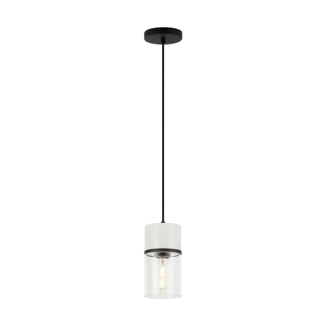 Matteo Canada - C39901MB - One Light Pendant - Marmor - Matte Black + White Marble
