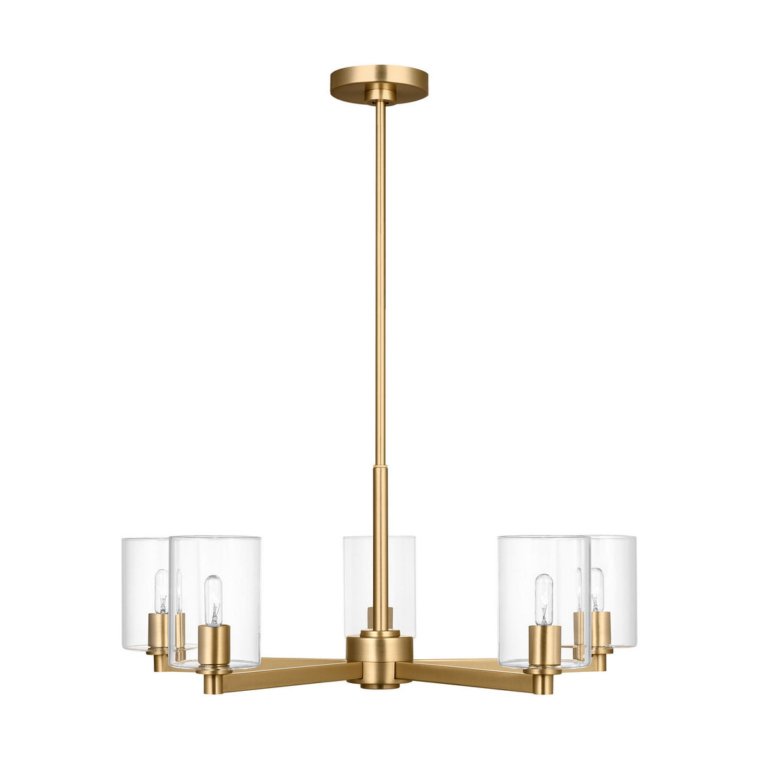 Fullton Five Light Chandelier in Satin Brass - available from The Lighting Shoppe, trusted by Canadian homeowners