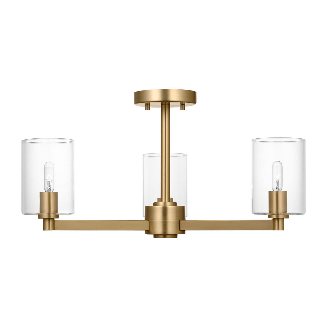 Fullton Three Light Semi-Flush Mount in Satin Brass - available from The Lighting Shoppe, trusted by Canadian homeowners
