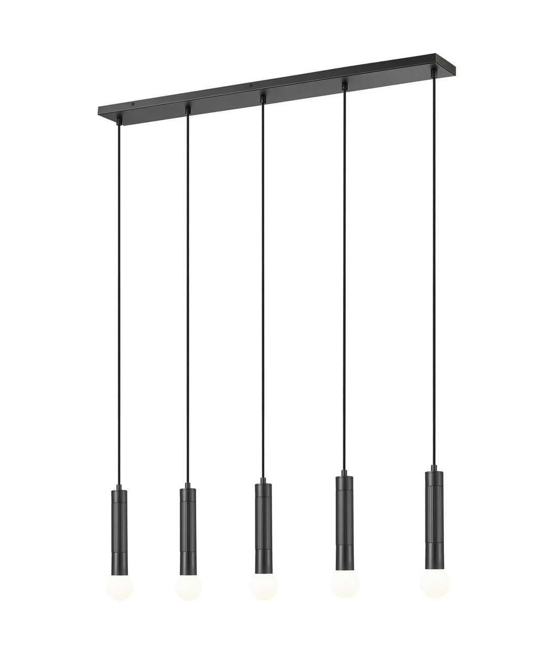 Stari Five Light Linear Chandelier in Matte Black - available from The Lighting Shoppe, trusted by Canadian homeowners
