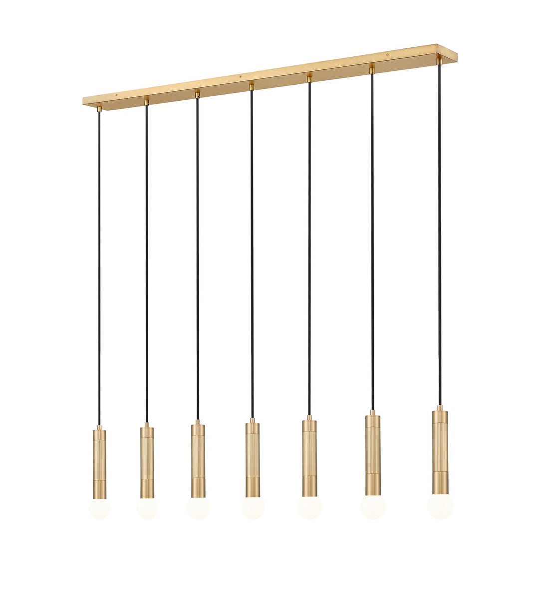 Stari Seven Light Linear Chandelier in Modern Gold - available from The Lighting Shoppe, trusted by Canadian homeowners