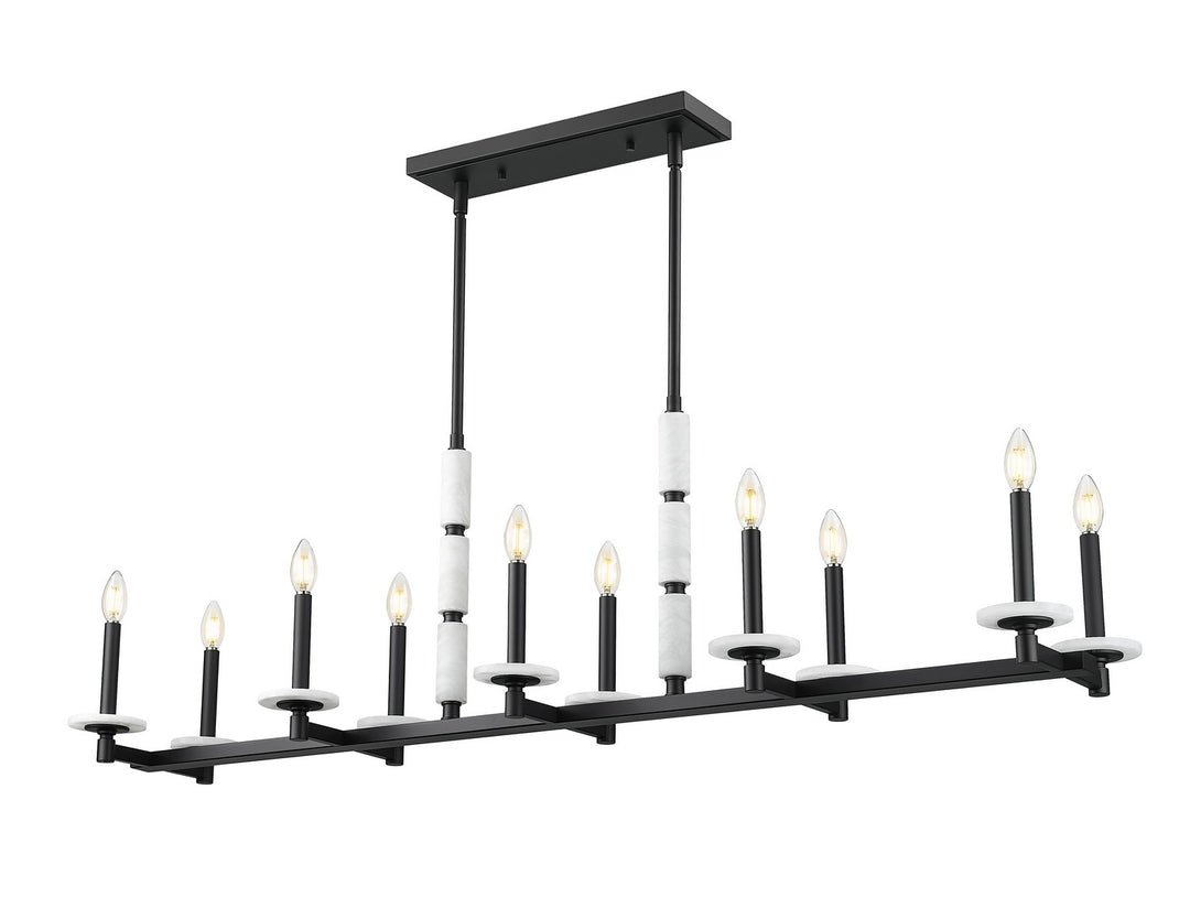 Kaden Ten Light Linear Chandelier in Matte Black - available from The Lighting Shoppe, trusted by Canadian homeowners