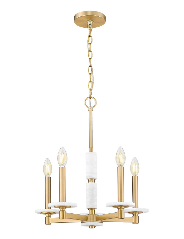 Kaden Five Light Chandelier in Modern Gold - available from The Lighting Shoppe, trusted by Canadian homeowners