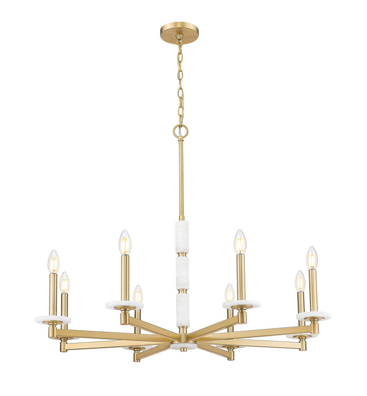 Kaden Eight Light Chandelier in Modern Gold - available from The Lighting Shoppe, trusted by Canadian homeowners