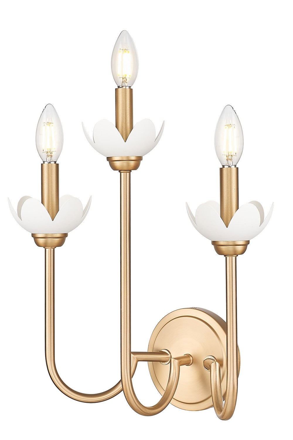 Allistair Three Light Wall Sconce in Modern Gold - available from The Lighting Shoppe, trusted by Canadian homeowners