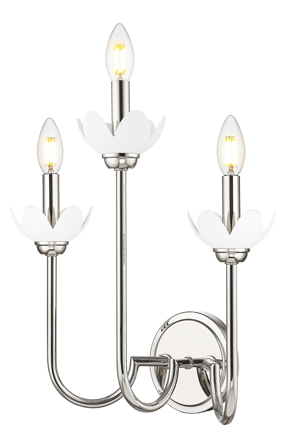 Allistair Three Light Wall Sconce in Polished Nickel - available from The Lighting Shoppe, trusted by Canadian homeowners