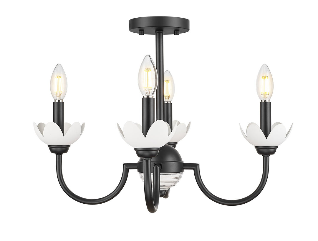 Allistair Four Light Semi Flush Mount in Matte Black - available from The Lighting Shoppe, trusted by Canadian homeowners
