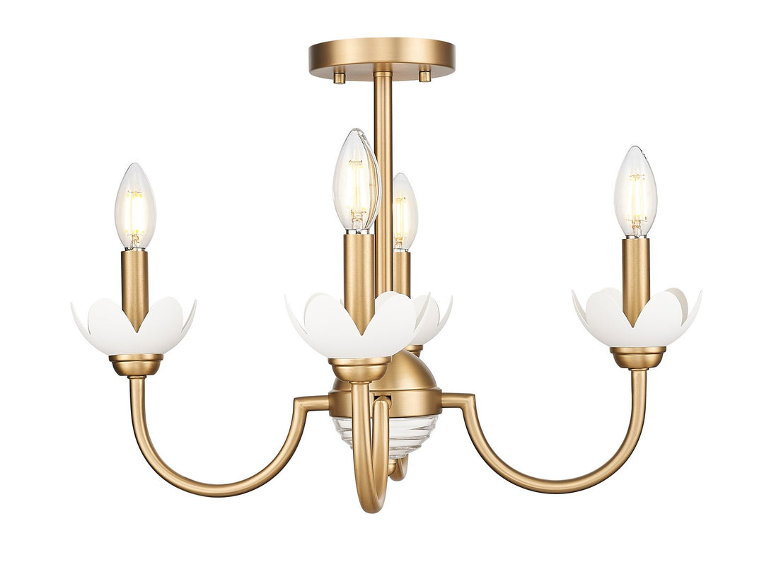 Allistair Four Light Semi Flush Mount in Modern Gold - available from The Lighting Shoppe, trusted by Canadian homeowners