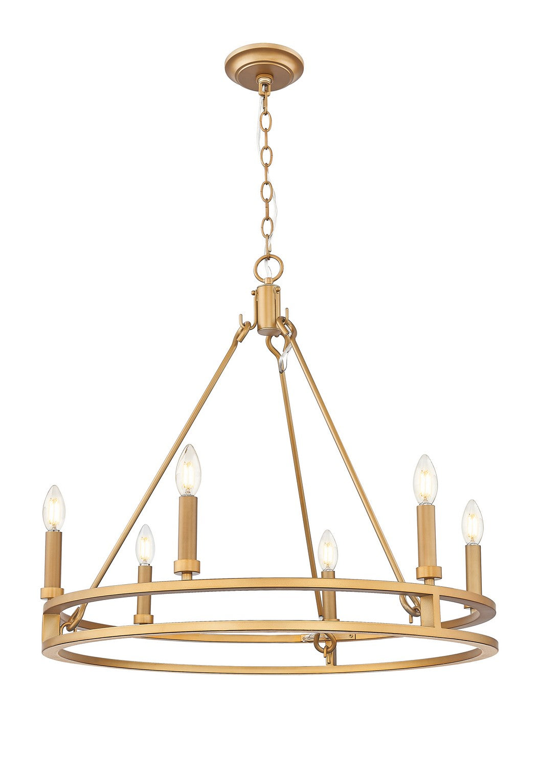 Dennison Six Light Chandelier in Signature Brass - available from The Lighting Shoppe, trusted by Canadian homeowners
