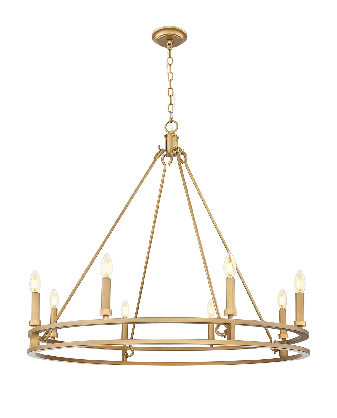 Dennison Eight Light Chandelier in Signature Brass - available from The Lighting Shoppe, trusted by Canadian homeowners
