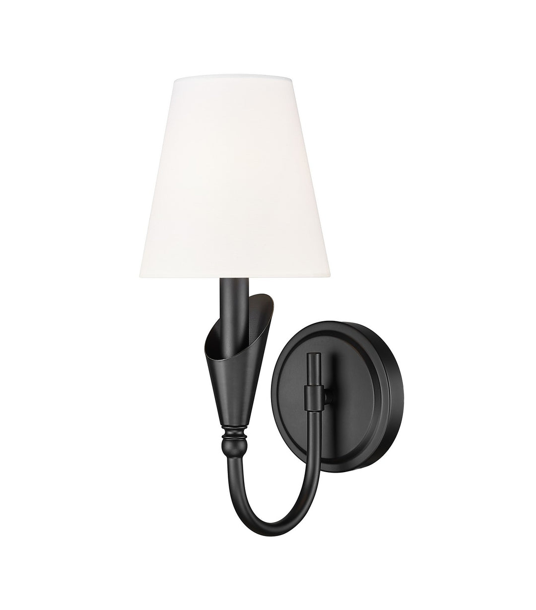 Claudelle One Light Wall Sconce in Matte Black - available from The Lighting Shoppe, trusted by Canadian homeowners