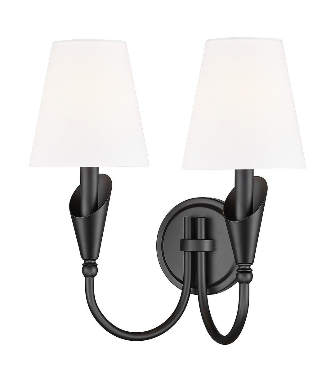 Claudelle Two Light Wall Sconce in Matte Black - available from The Lighting Shoppe, trusted by Canadian homeowners