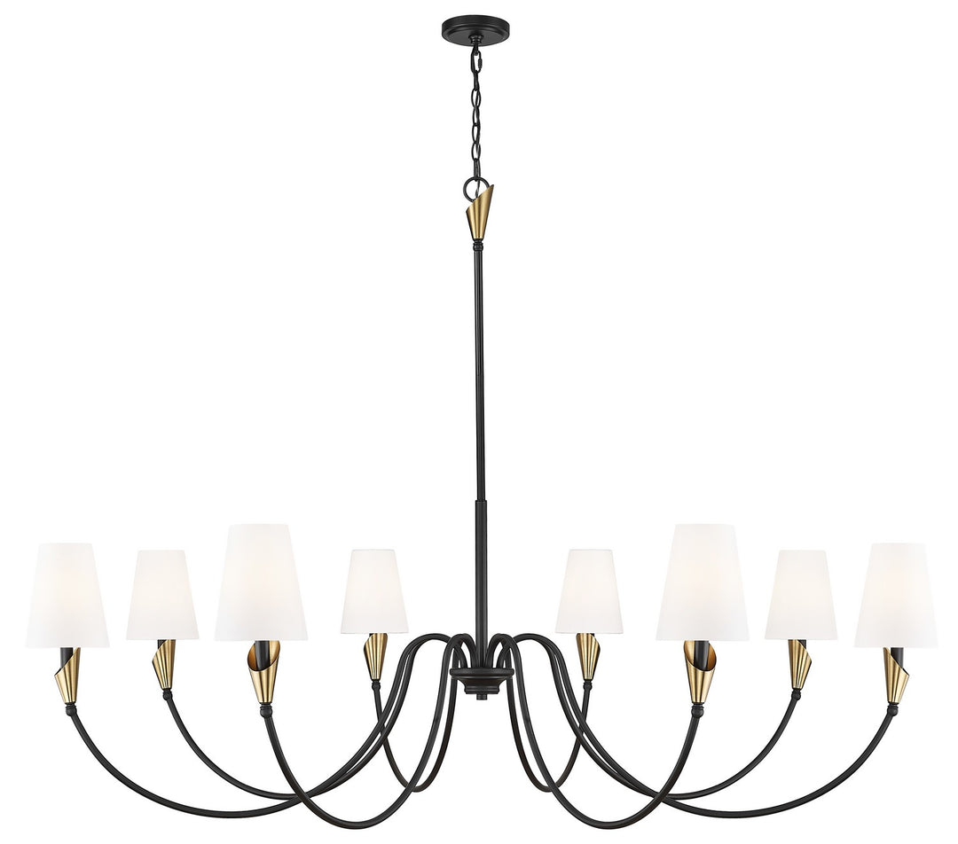 Claudelle Eight Light Chandelier in Matte Black + Modern Gold - available from The Lighting Shoppe, trusted by Canadian homeowners