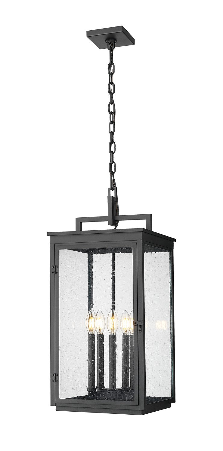 Hartwell Five Light Outdoor Chain Mount Ceiling Fixture in Sand Black - available from The Lighting Shoppe, trusted by Canadian homeowners