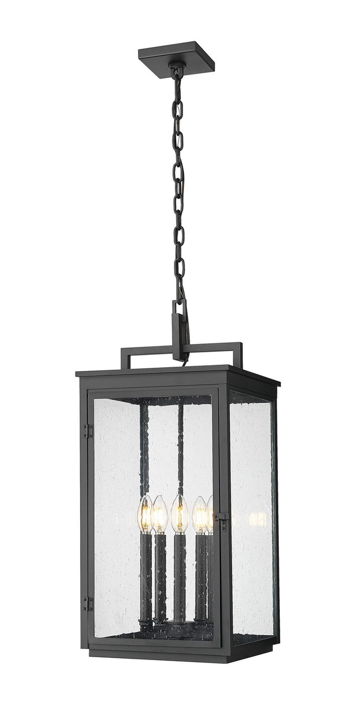 Hartwell Five Light Outdoor Chain Mount Ceiling Fixture in Sand Black - available from The Lighting Shoppe, trusted by Canadian homeowners