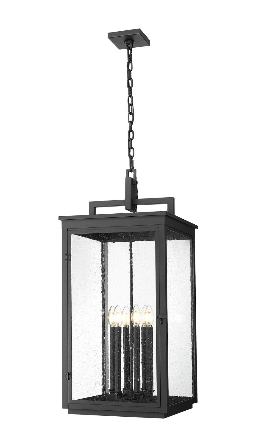 Hartwell Six Light Outdoor Chain Mount Ceiling Fixture in Sand Black - available from The Lighting Shoppe, trusted by Canadian homeowners