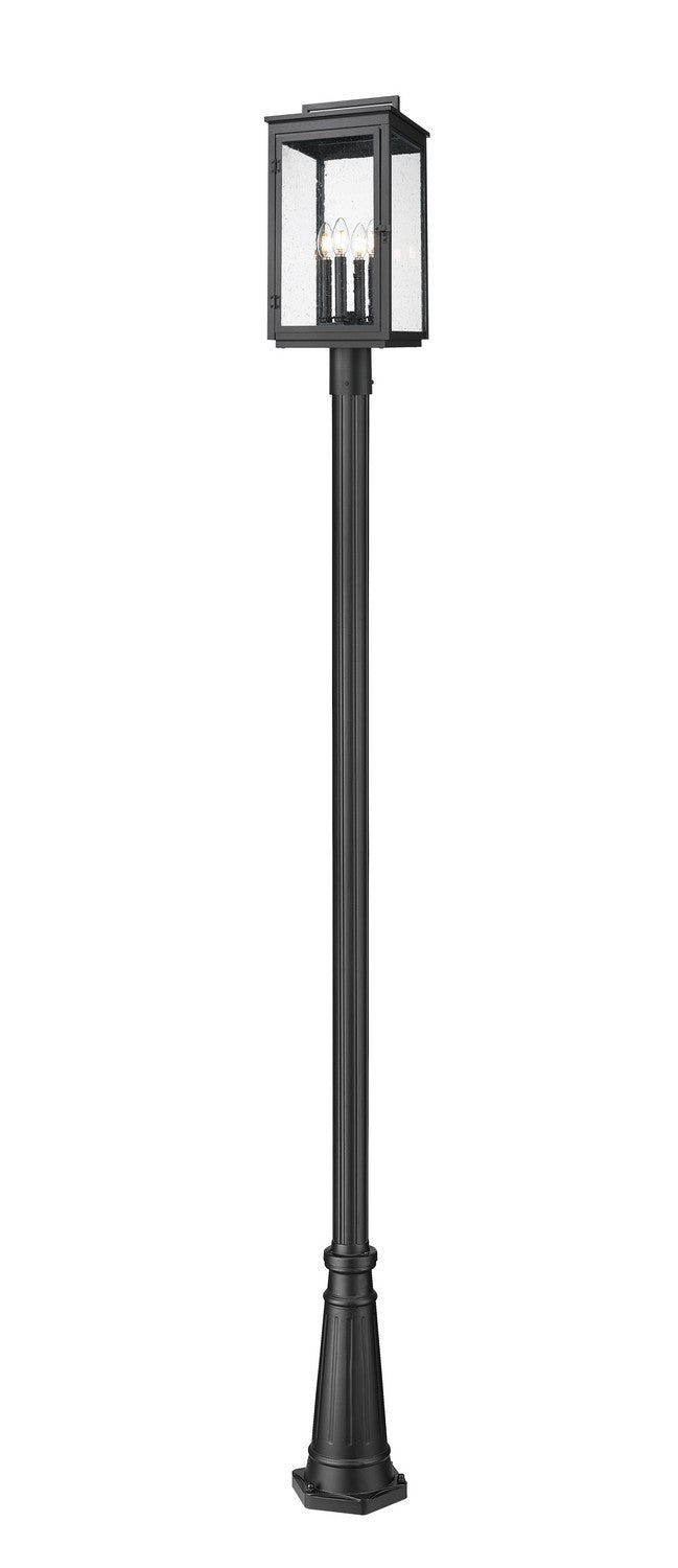 Hartwell Four Light Outdoor Post Mount in Sand Black - available from The Lighting Shoppe, trusted by Canadian homeowners
