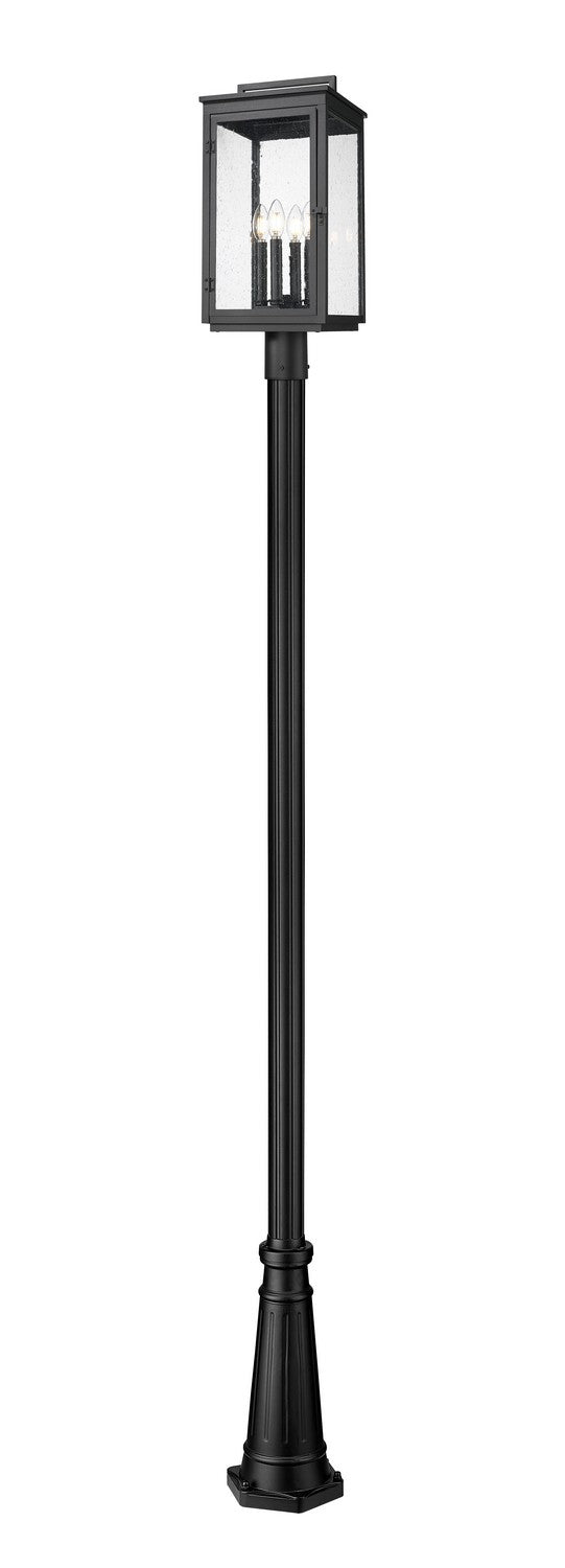 Hartwell Four Light Outdoor Post Mount in Sand Black - available from The Lighting Shoppe, trusted by Canadian homeowners