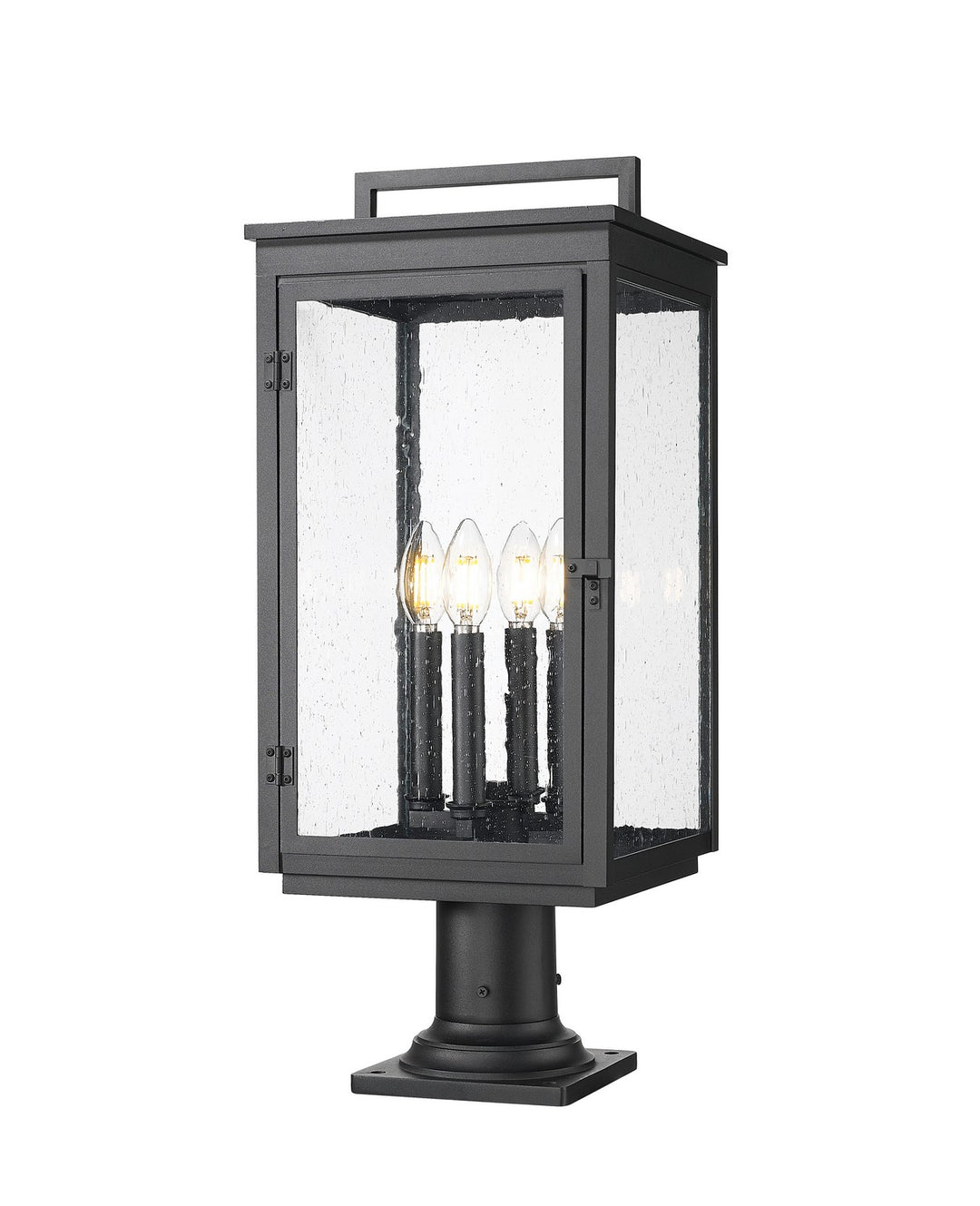 Hartwell Four Light Outdoor Pier Mounted in Sand Black - available from The Lighting Shoppe, trusted by Canadian homeowners