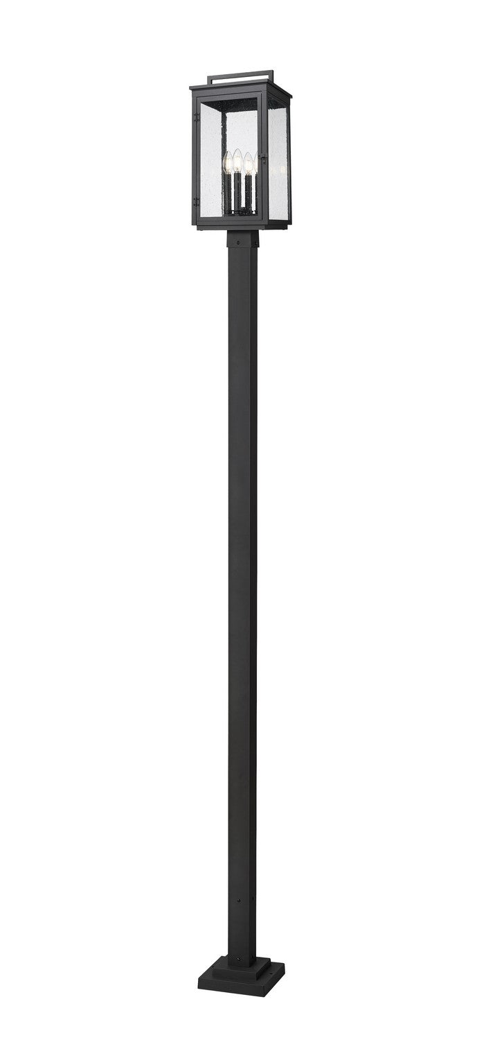 Hartwell Four Light Outdoor Post Mount in Sand Black - available from The Lighting Shoppe, trusted by Canadian homeowners