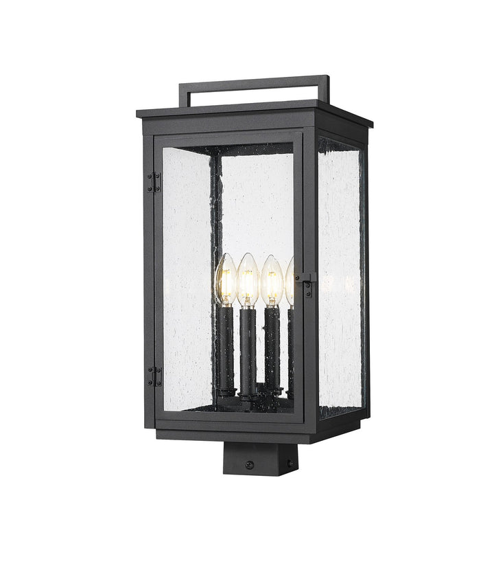 Hartwell Four Light Outdoor Post Mount in Sand Black - available from The Lighting Shoppe, trusted by Canadian homeowners