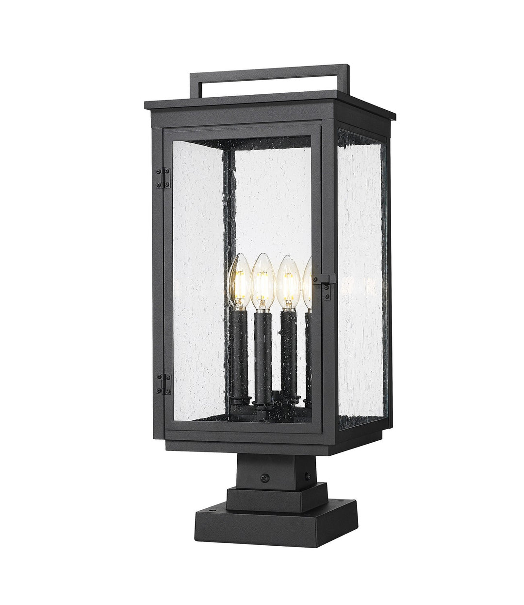 Hartwell Four Light Outdoor Pier Mounted in Sand Black - available from The Lighting Shoppe, trusted by Canadian homeowners