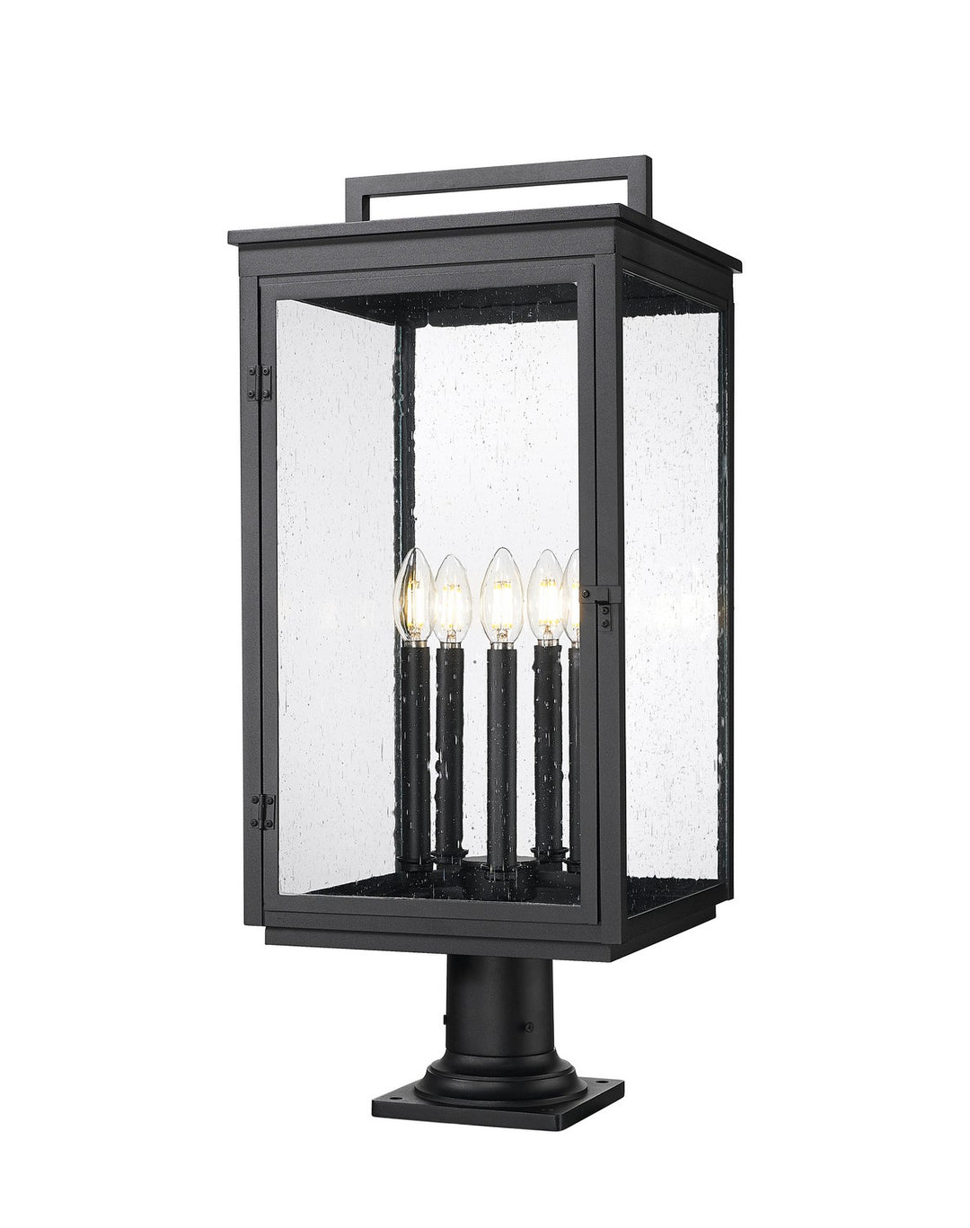 Hartwell Five Light Outdoor Pier Mount in Sand Black - available from The Lighting Shoppe, trusted by Canadian homeowners
