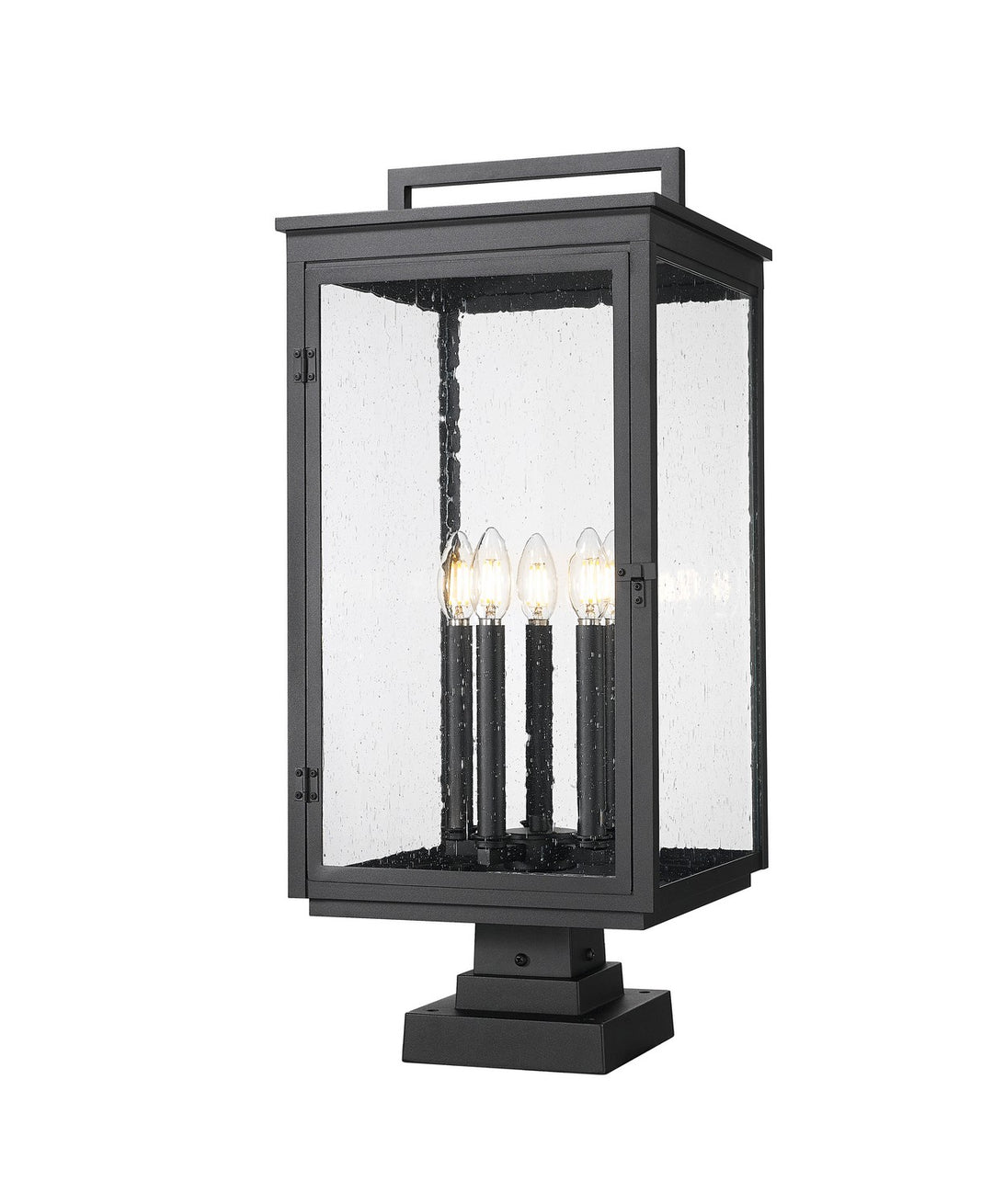 Hartwell Five Light Outdoor Pier Mount in Sand Black - available from The Lighting Shoppe, trusted by Canadian homeowners