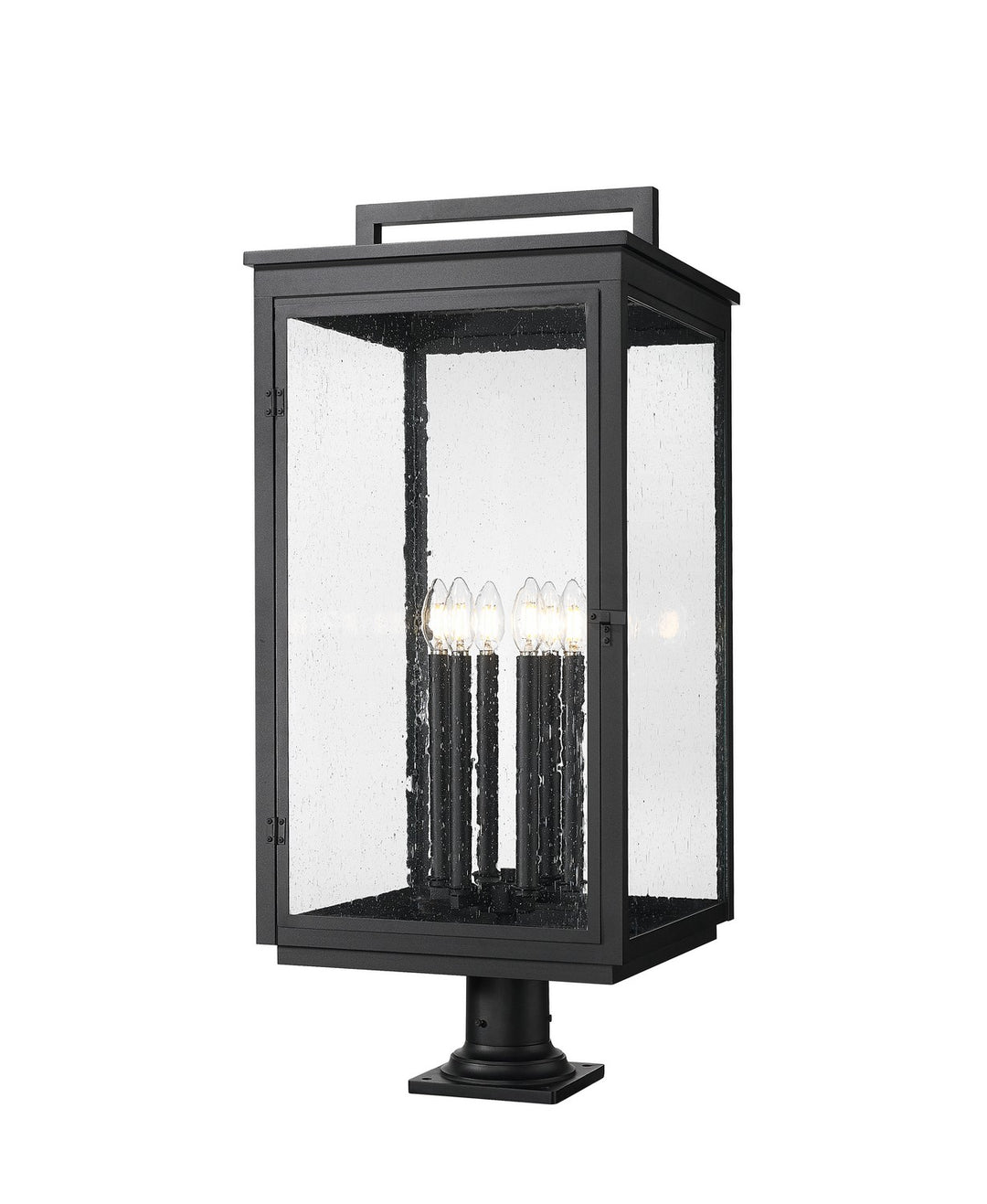 Hartwell Six Light Outdoor Pier Mount in Sand Black - available from The Lighting Shoppe, trusted by Canadian homeowners
