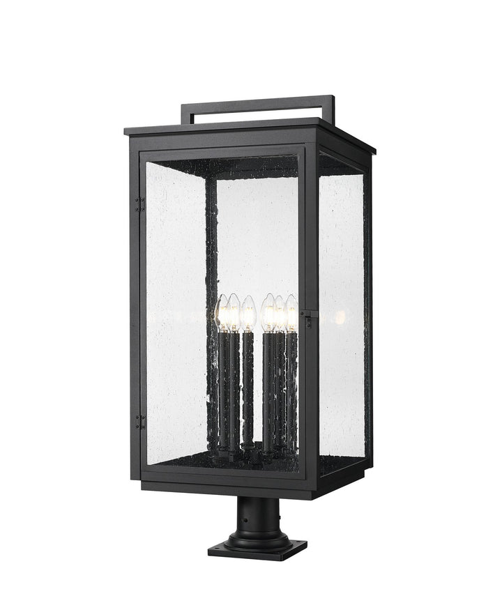Hartwell Six Light Outdoor Pier Mount in Sand Black - available from The Lighting Shoppe, trusted by Canadian homeowners
