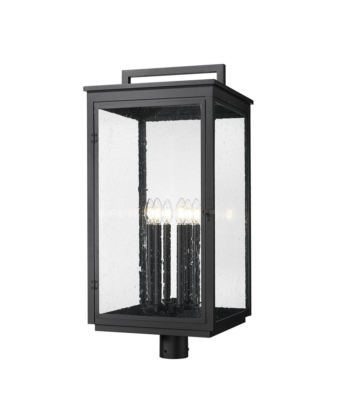 Hartwell Six Light Outdoor Post Mount in Sand Black - available from The Lighting Shoppe, trusted by Canadian homeowners