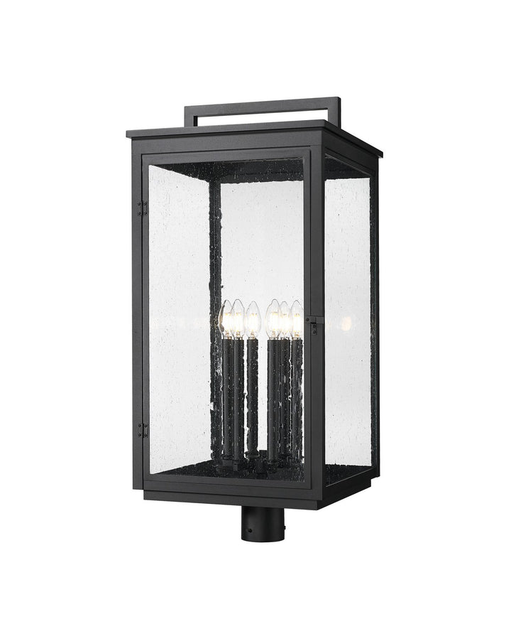 Hartwell Six Light Outdoor Post Mount in Sand Black - available from The Lighting Shoppe, trusted by Canadian homeowners