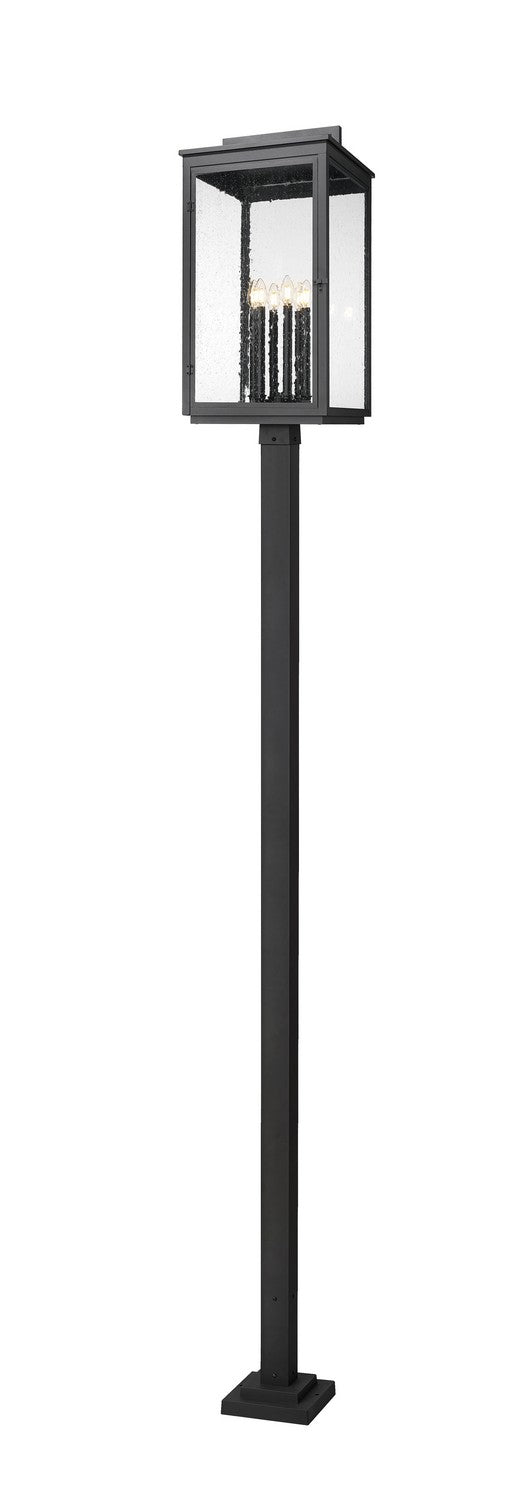 Hartwell Six Light Outdoor Post Mount in Sand Black - available from The Lighting Shoppe, trusted by Canadian homeowners