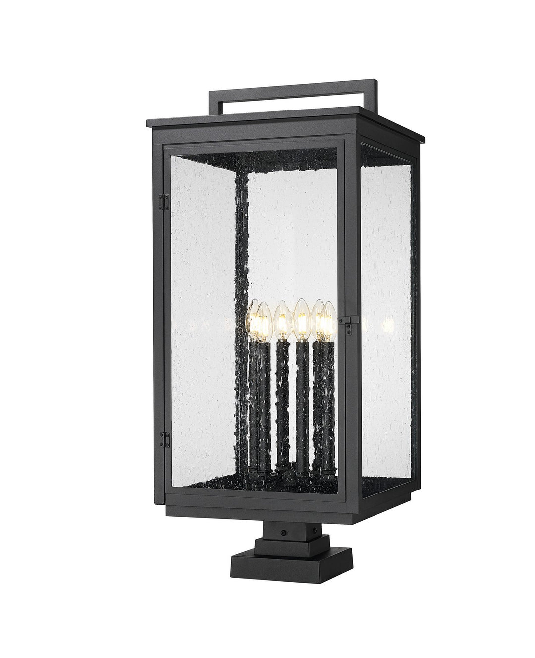 Hartwell Six Light Outdoor Pier Mount in Sand Black - available from The Lighting Shoppe, trusted by Canadian homeowners