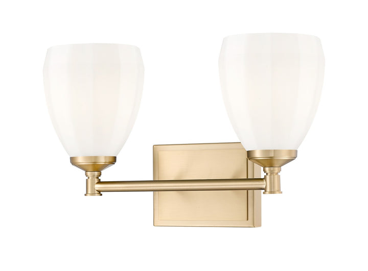 Oren Two Light Vanity in Modern Gold - available from The Lighting Shoppe, trusted by Canadian homeowners