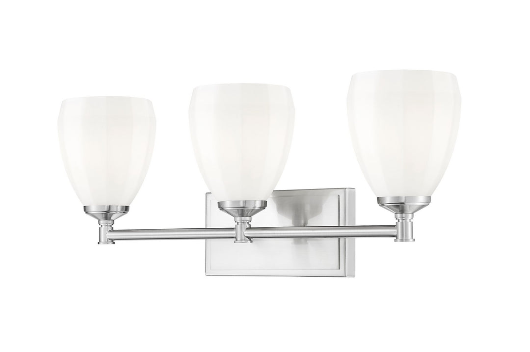 Oren Three Light Vanity in Brushed Nickel - available from The Lighting Shoppe, trusted by Canadian homeowners