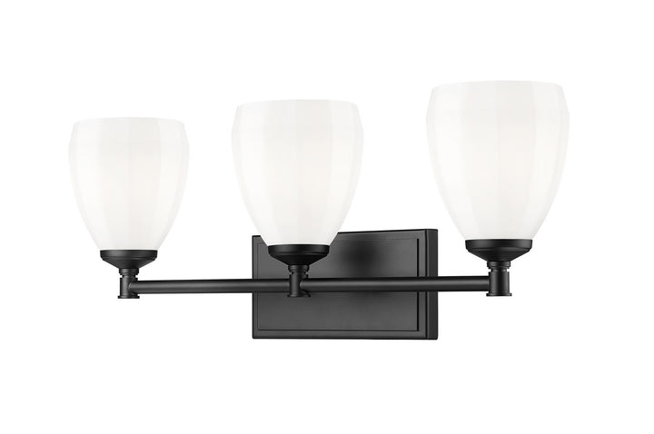 Oren Three Light Vanity in Matte Black - available from The Lighting Shoppe, trusted by Canadian homeowners
