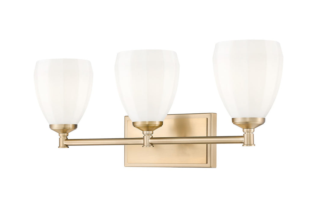 Oren Three Light Vanity in Modern Gold - available from The Lighting Shoppe, trusted by Canadian homeowners