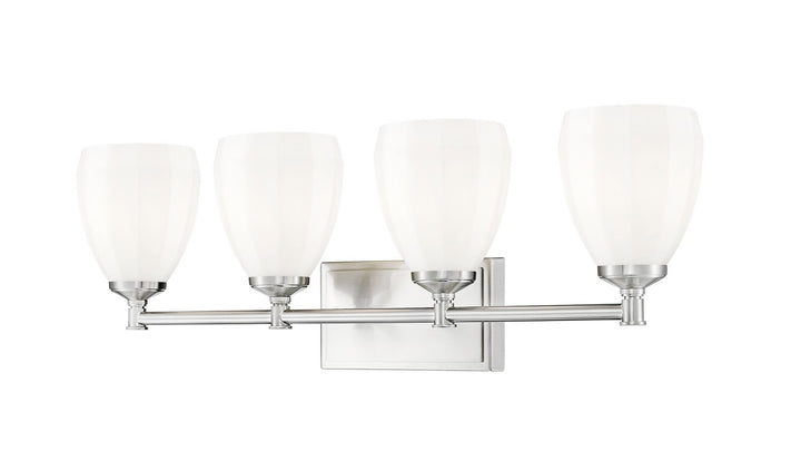 Oren Four Light Vanity in Brushed Nickel - available from The Lighting Shoppe, trusted by Canadian homeowners