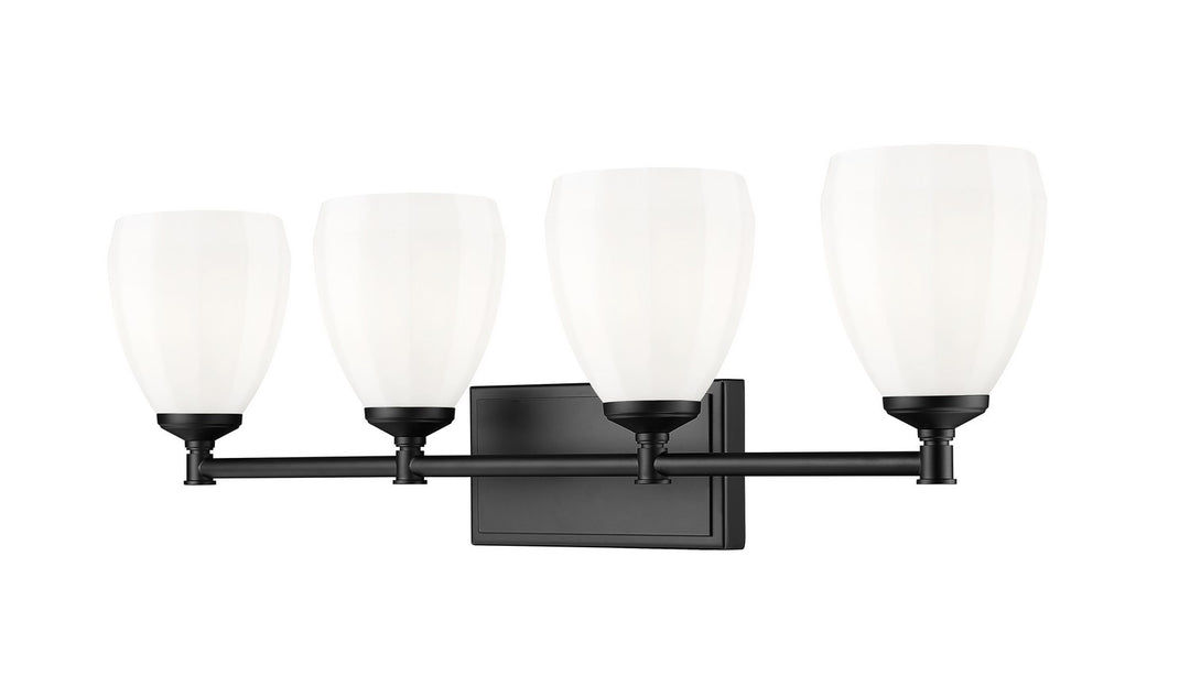 Oren Four Light Vanity in Matte Black - available from The Lighting Shoppe, trusted by Canadian homeowners