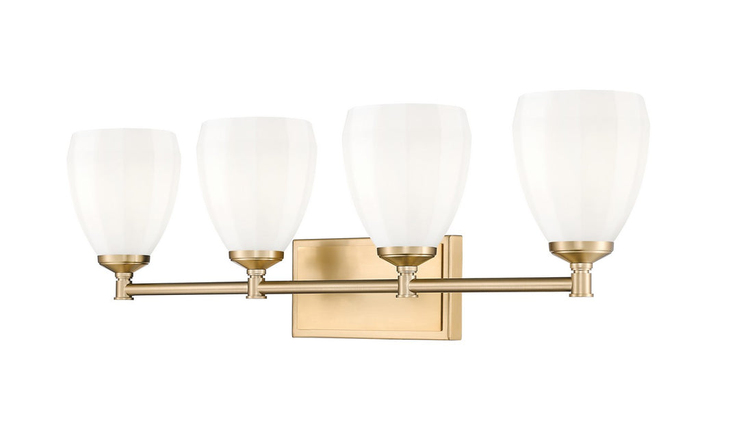 Oren Four Light Vanity in Modern Gold - available from The Lighting Shoppe, trusted by Canadian homeowners