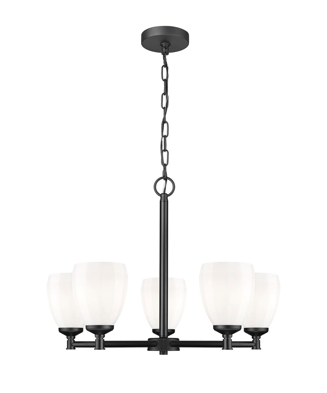 Oren Five Light Chandelier in Matte Black - available from The Lighting Shoppe, trusted by Canadian homeowners